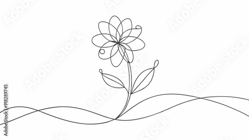 Continuous Line Drawing of a Flower