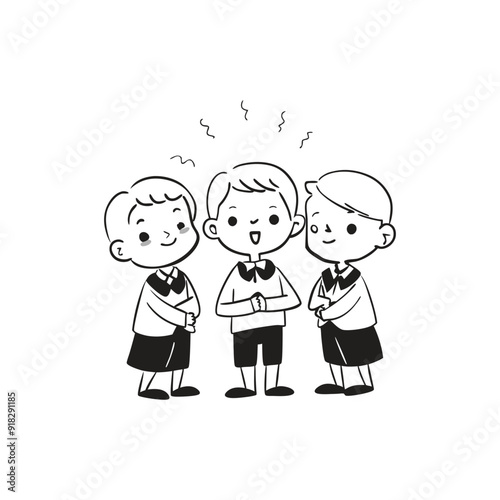 Cartoon Childreans Going Back To School