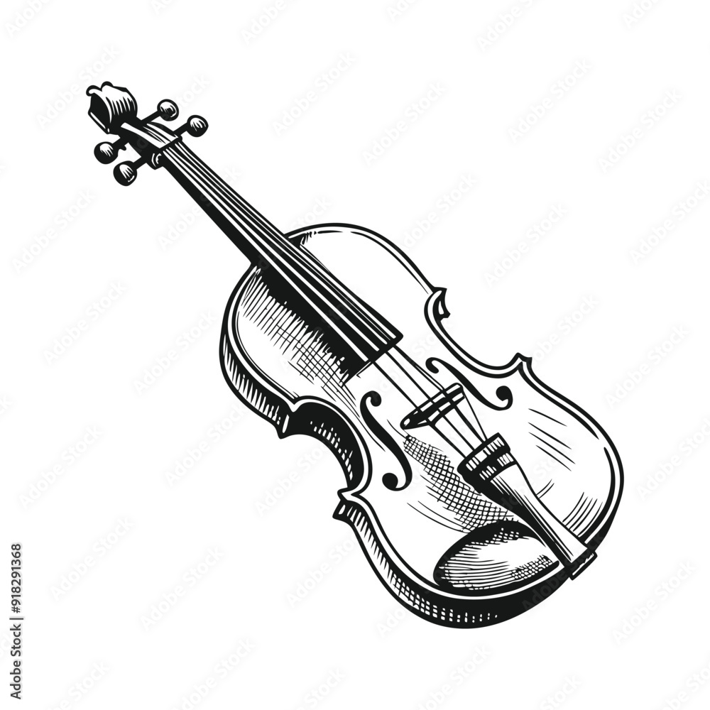 Obraz premium violin vector hand drawn illustration