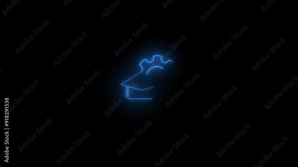 Animation video of neon light education icon with gear icon. Animation video of neon light education icon with gear icon.