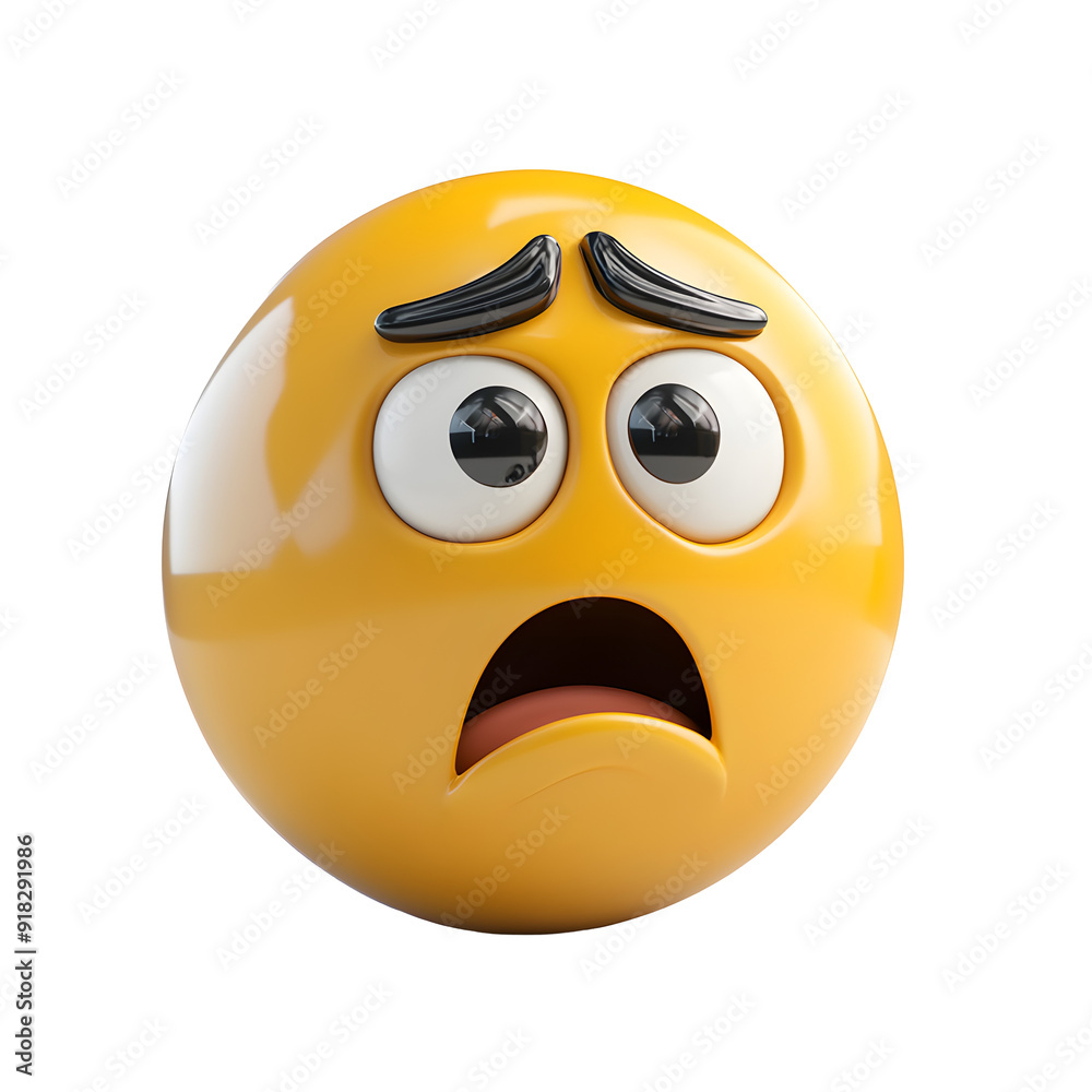 Fototapeta premium Flushed face 3d emoji isolated on transparent background