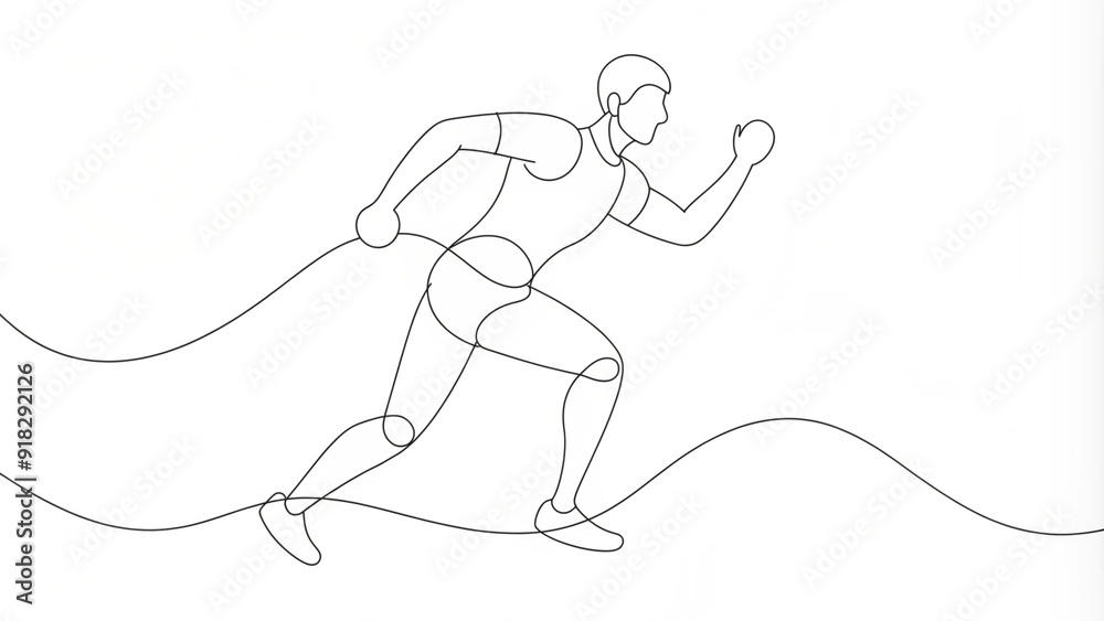Continuous Line Drawing of an Athlete