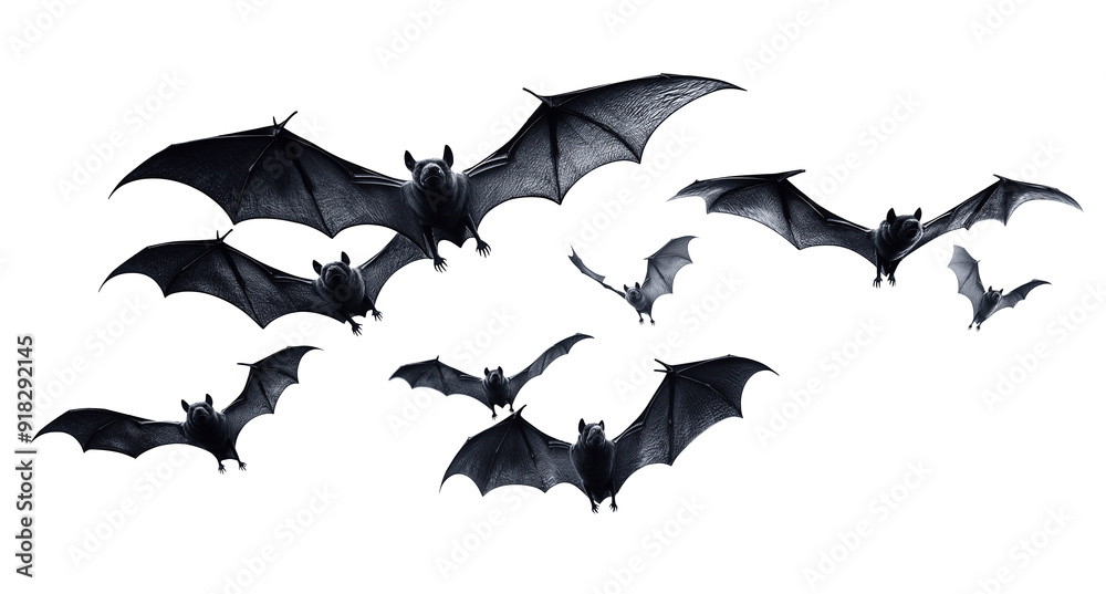 Fototapeta premium Halloween set of black bats flying