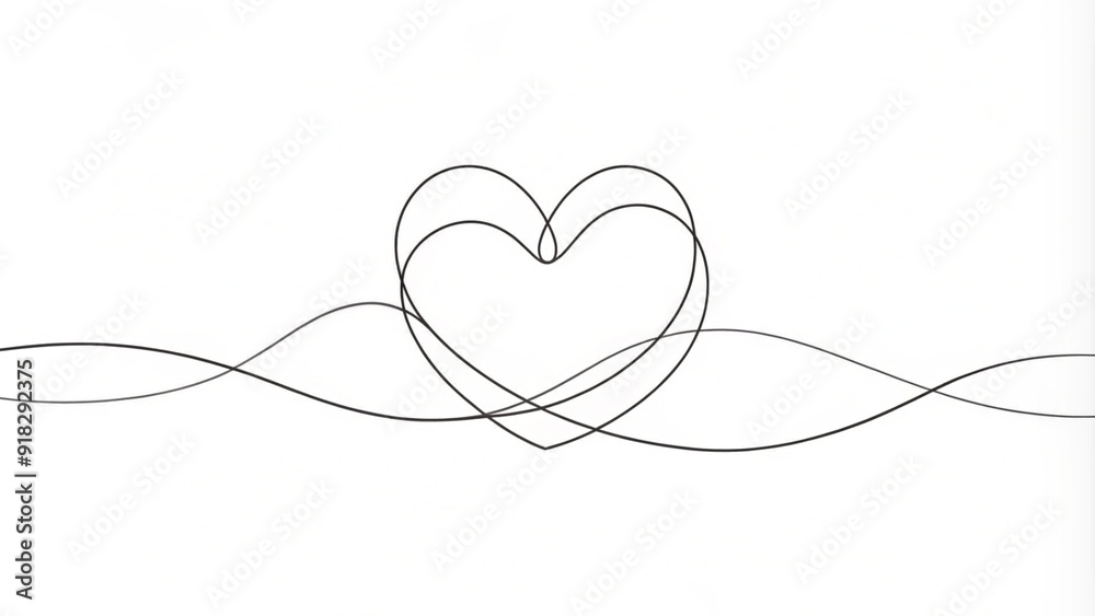 Fototapeta premium Continuous Line Drawing of a Heart