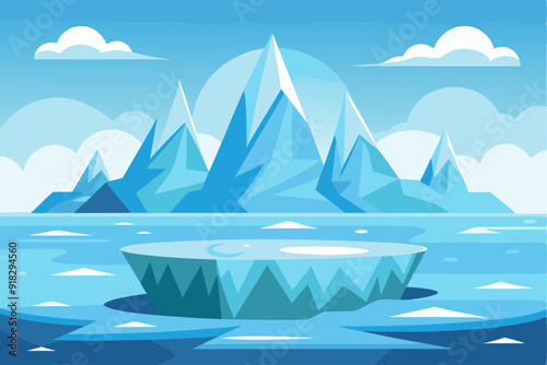 A Large Iceberg Floating in a Frozen Arctic Landscape