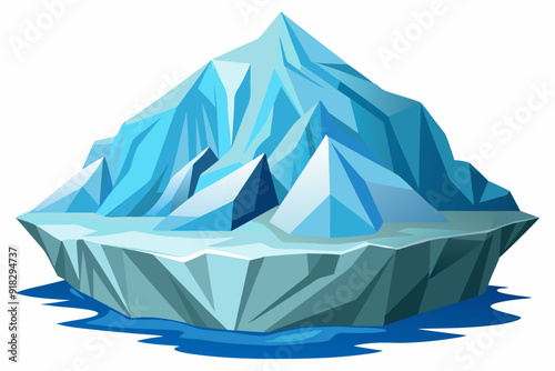 A Blue Iceberg Floating in Water with a Rough Surface