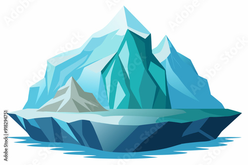 Cartoon Illustration of an Iceberg in Water