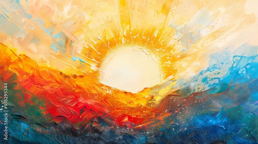 Abstract depiction of a sunrise with radiant colors Abstract depiction of a sunrise with radiant colors