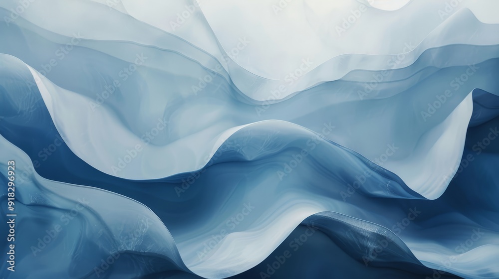 Obraz premium Soft blue waves undulating in an abstract ocean landscape