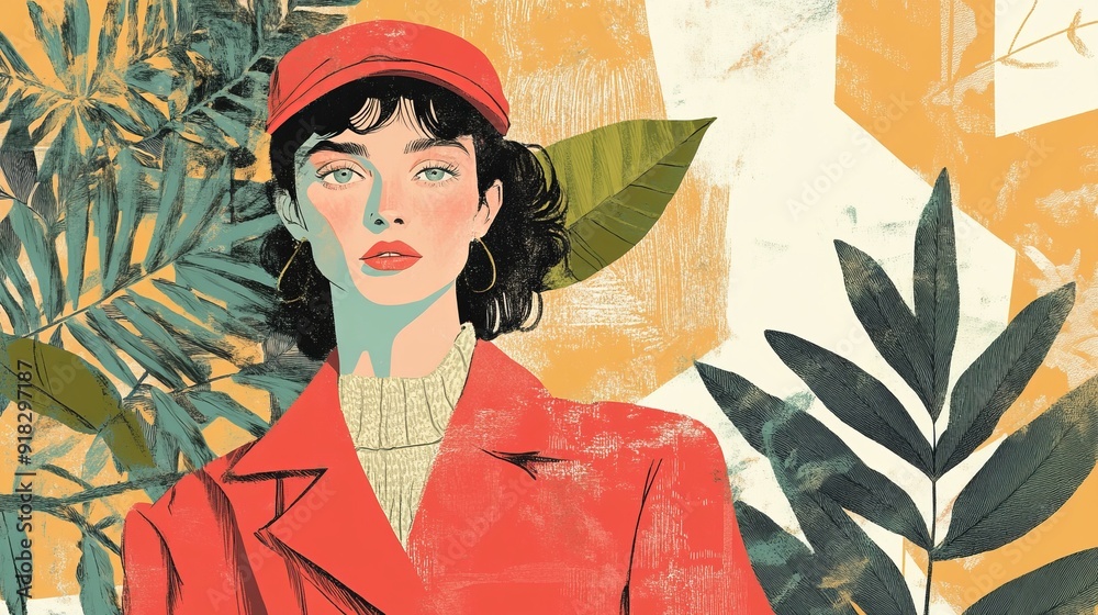 Fototapeta premium Vintage-Inspired Fashion: A Magazine Cover with a Retro Touch