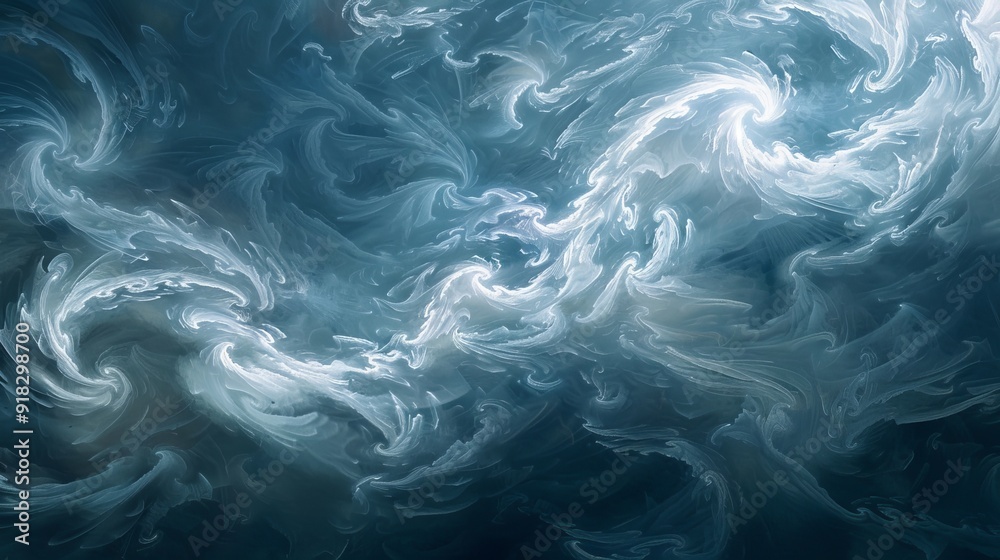 Swirling blue and white patterns create an ethereal underwater effect in a tranquil ocean scene Swirling blue and white patterns create an ethereal underwater effect in a tranquil ocean scene
