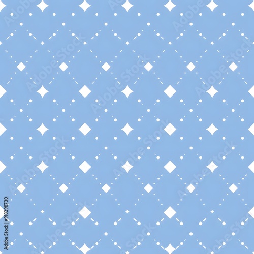 Beautiful blue background with white diamond and circle pattern.