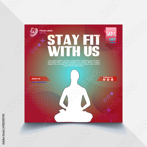 Editable modern minimal yoga practice social media posts and web ads template