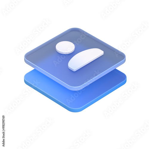 Transparent Backgrounds Mock-upVolumetric white square template with blue human pictogram. Best for web, social media and mobile apps.Supports PNG files with transparent backgrounds. 