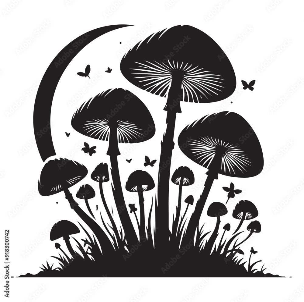 Obraz premium Mushroom icon silhouettes vector.