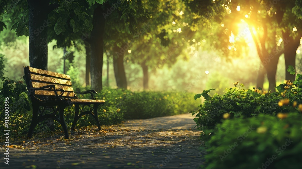 Beautiful park with bench Generative Ai Beautiful park with bench Generative Ai