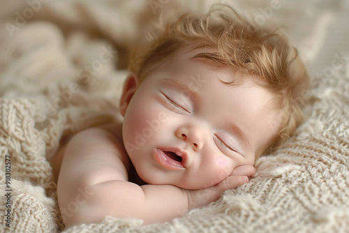 Adorable Sleeping Baby Yawning: Peaceful Rest and Newborn Serenity