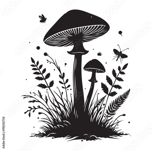 Mushroom icon silhouettes vector.