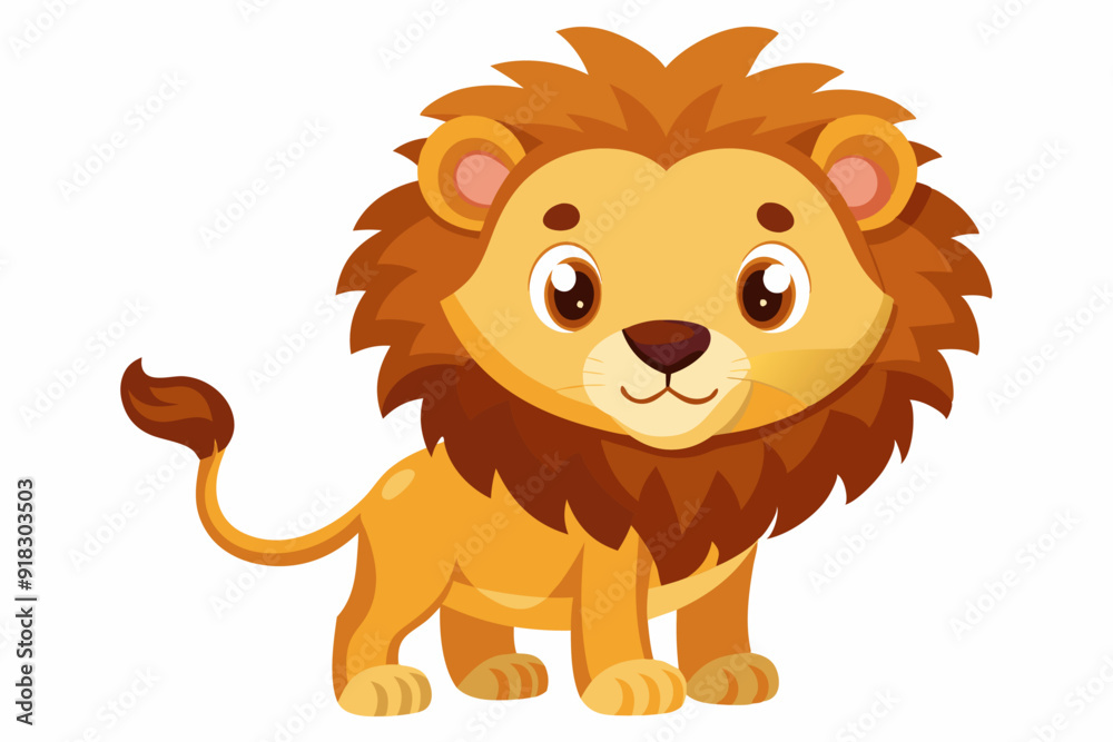 Cartoon Illustration of a Friendly Lion Cub Cartoon Illustration of a Friendly Lion Cub