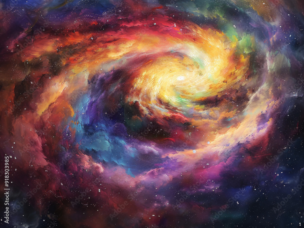A swirling, vibrant nebula with stars scattered across the cosmic canvas A swirling, vibrant nebula with stars scattered across the cosmic canvas