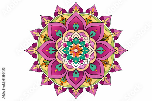 Colorful Floral Mandala with Intricate Patterns