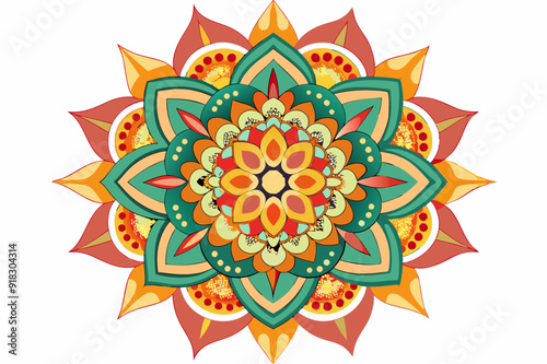 Colorful Mandala with Intricate Floral Design