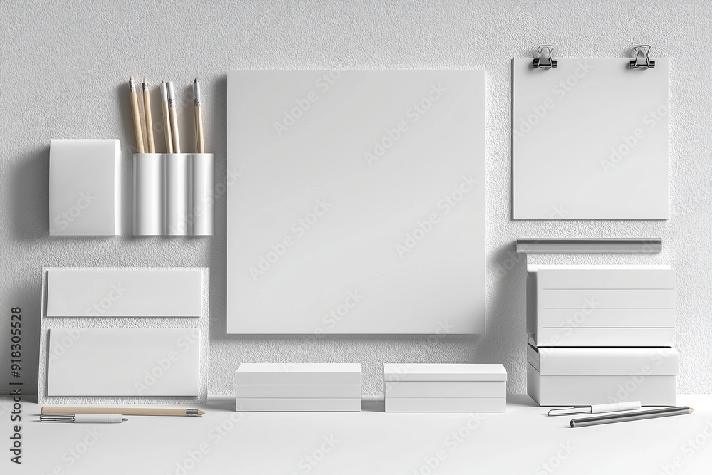 Realistic blank stationery set mockup isolated created with generative ai Realistic blank stationery set mockup isolated created with generative ai