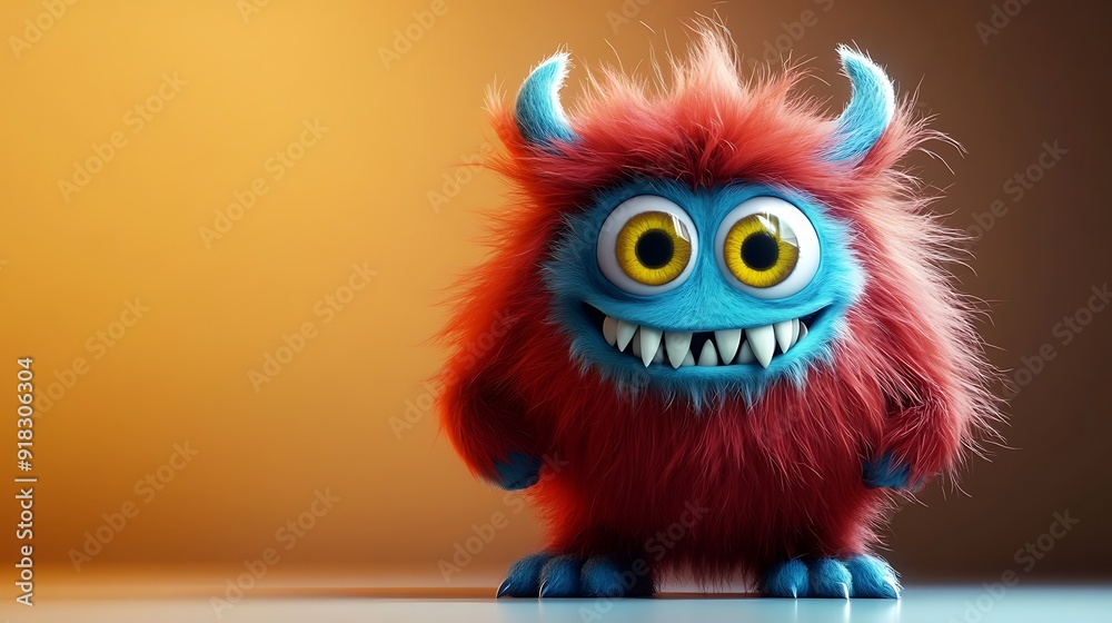 3D cartoon red monster with big yellow eyes and a big smile AI Generated 3D cartoon red monster with big yellow eyes and a big smile AI Generated
