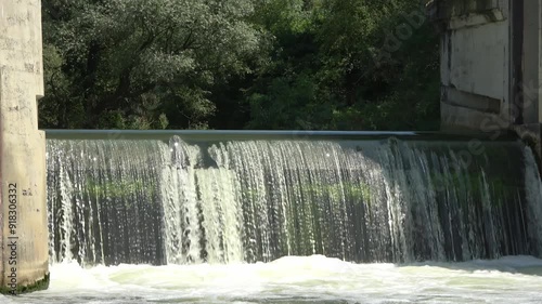 The water weir in Werne in the sunshine to generate electricity on the River Lippe.