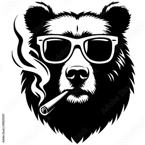 Silhouette portrait of smoking bear