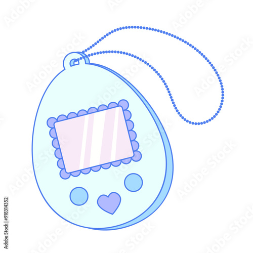 Tamagotchi toy vector illustration, mobile pocket game Tamagotchi, digital pet for kids. Portable game for children from the 90s.