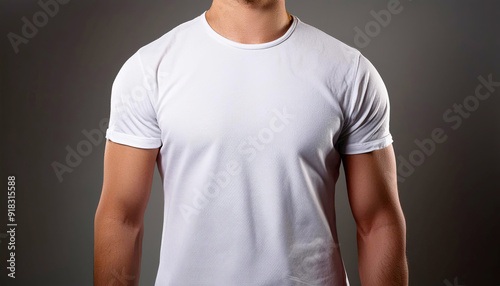 Person in white t-shirt mockup