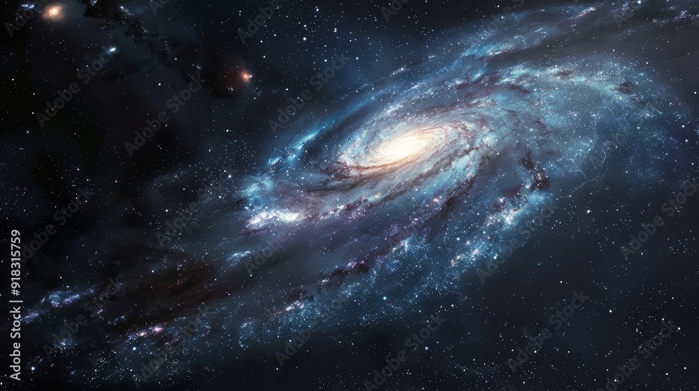 Fototapeta premium Majestic spiral galaxy illuminated by stars in the vastness of space