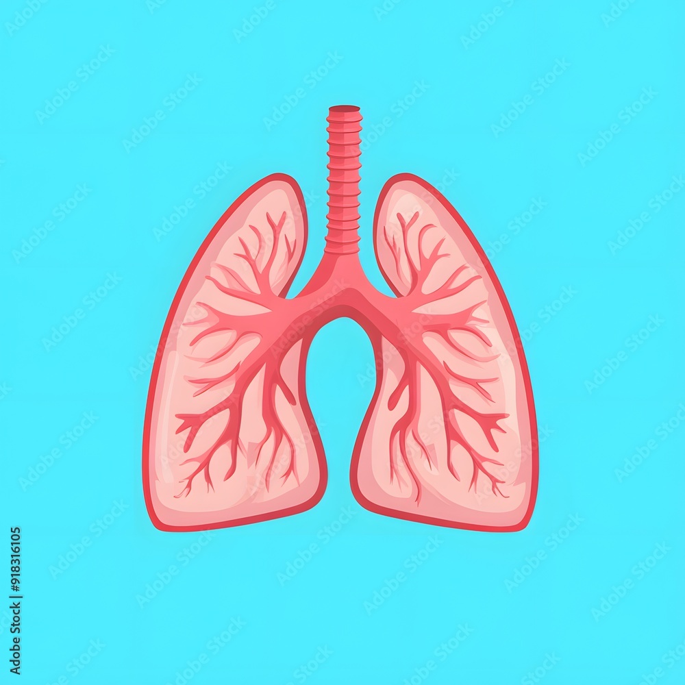 Cartoon illustration of human lungs on a blue background. Cartoon illustration of human lungs on a blue background.