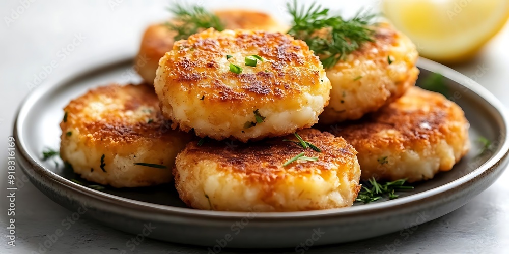 Crispy Potato Pancakes on a Gray Plate, Food Photography Crispy Potato Pancakes on a Gray Plate, Food Photography