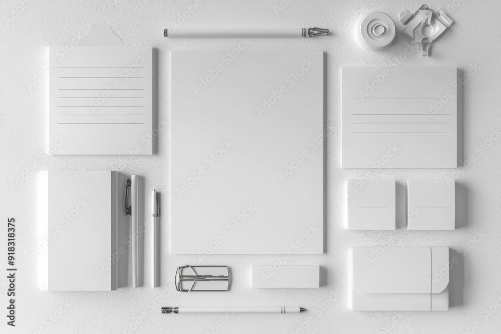 Realistic blank stationery set mockup isolated created with generative ai Realistic blank stationery set mockup isolated created with generative ai