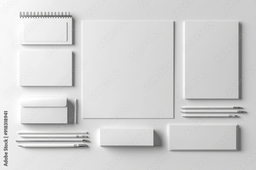 Realistic blank stationery set mockup isolated created with generative ai Realistic blank stationery set mockup isolated created with generative ai