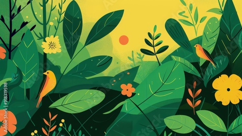 environmental awareness of retro ecology graphics, with nature-themed designs and conservation messages.