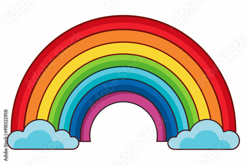 Colorful Rainbow with Clouds Illustration