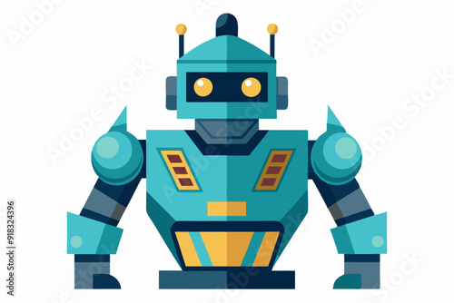 Cartoon Robot with Blue Body and Yellow Eyes