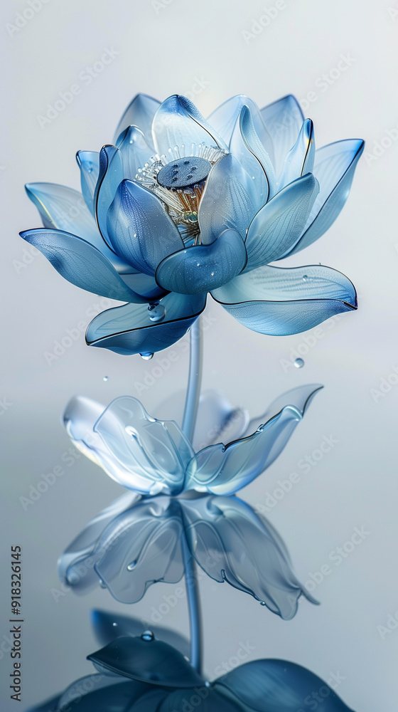 there is a blue flower with a diamond ring on it there is a blue flower with a diamond ring on it