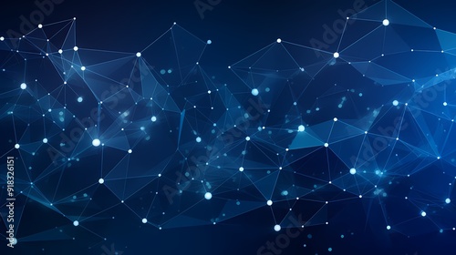 A dynamic, geometric blue background with connected nodes and glowing polygonal shapes, ideal for tech designs.