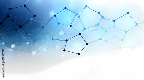 A dynamic, geometric blue background with connected nodes and glowing polygonal shapes, ideal for tech designs.