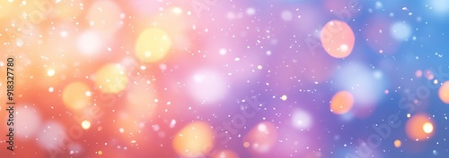 Abstract Blurred Background with Falling Snowflakes and Bokeh Lights