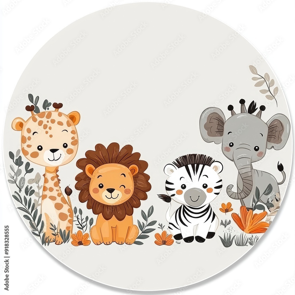Cute Safari Animals Illustration for Kids Cute Safari Animals Illustration for Kids