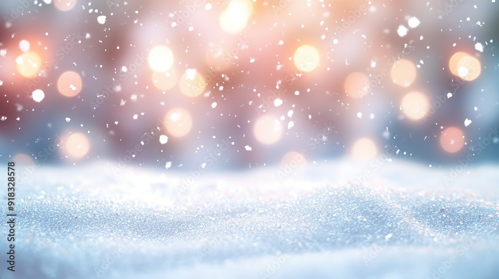 Sparkling Snow with Warm Lights and Falling Snowflakes Sparkling Snow with Warm Lights and Falling Snowflakes