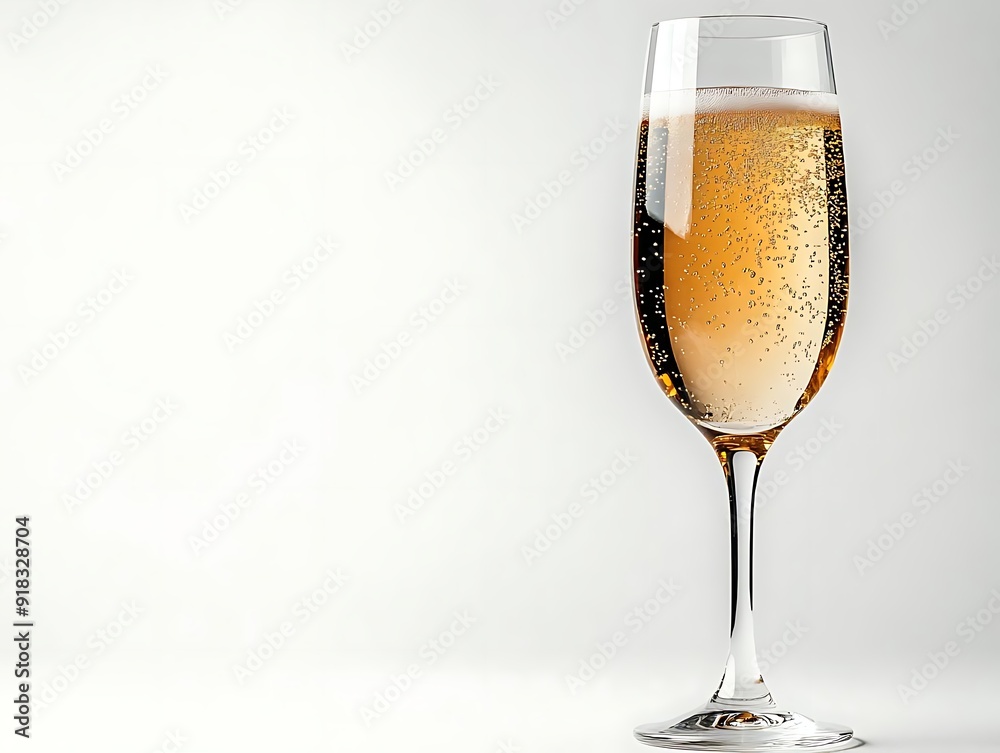 Champagne Glass with Bubbles on White Background - Photo Champagne Glass with Bubbles on White Background - Photo