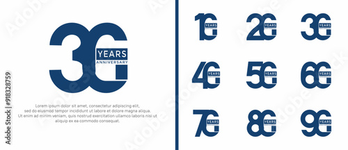 anniversary logo style set with blue color can be use for celebration moment