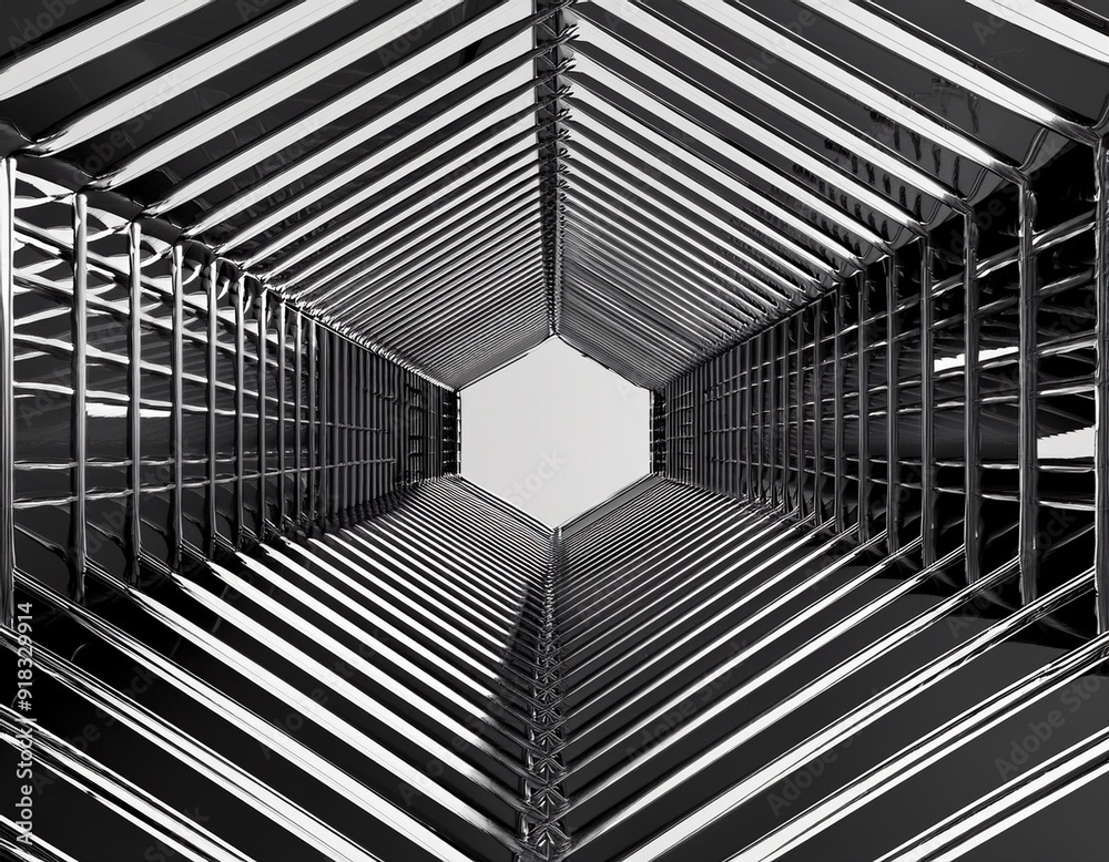 Obraz premium Abstract of metal structure,Steel architecture design,Black and white image of future building. 3D rendering