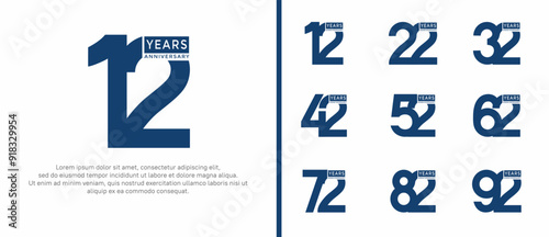 anniversary logo style set with blue color can be use for celebration moment